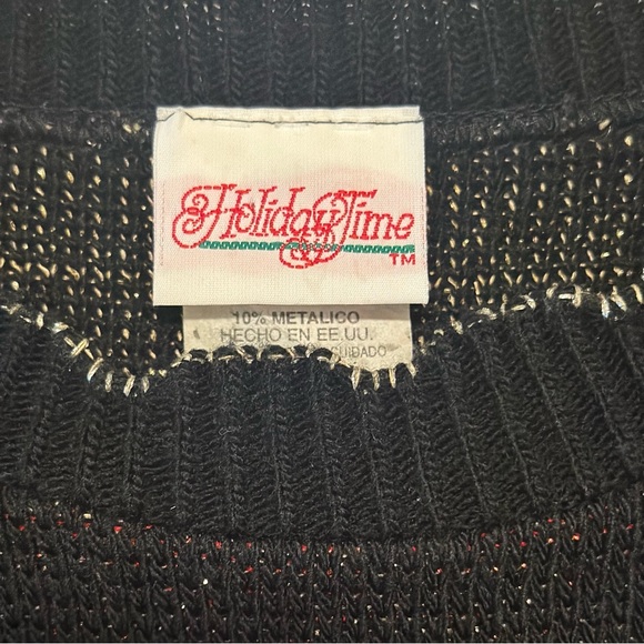 Vtg 90s Holiday Time Ugly Christmas Sweater Sz L Sparkle Scalloped Candles Bow - Picture 4 of 9